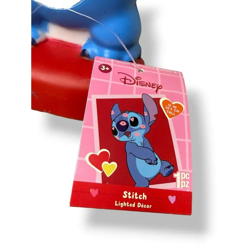 Disney Stitch Valentine's Day Lighted‎ Blow Mold Decor 12” NEW